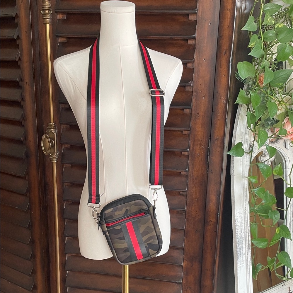 Camouflage Crossbody with Red Accent - Haute Shore neoprene